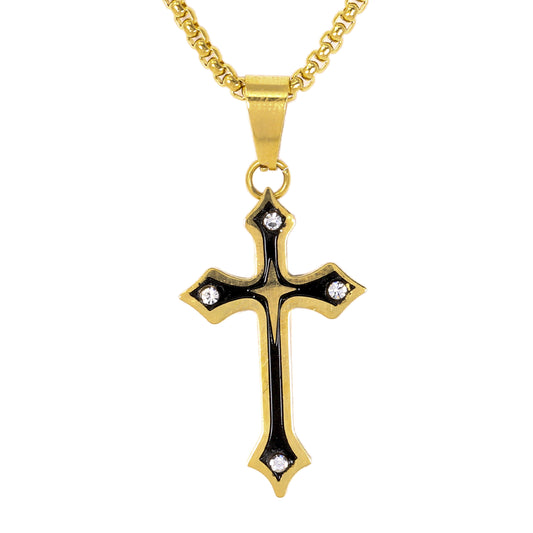 Mini Cross Necklace with 2.5mm Round Box Chain 24" - SCP-023