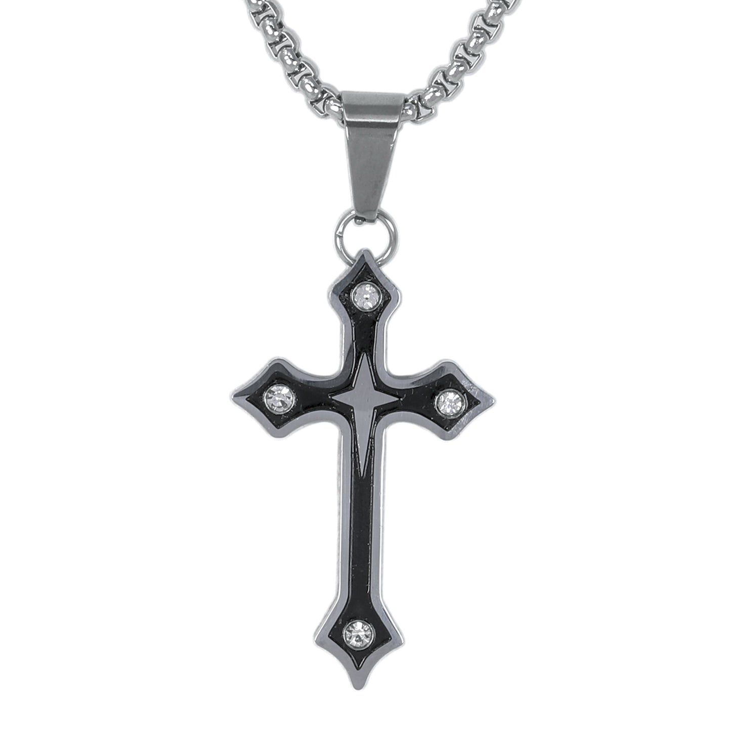 Mini Cross Necklace with 2.5mm Round Box Chain 24" - SCP-023