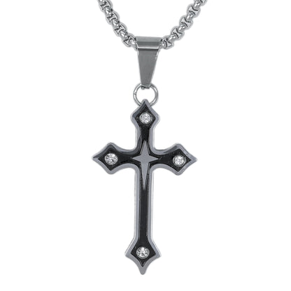 Mini Cross Necklace with 2.5mm Round Box Chain 24" - SCP-023