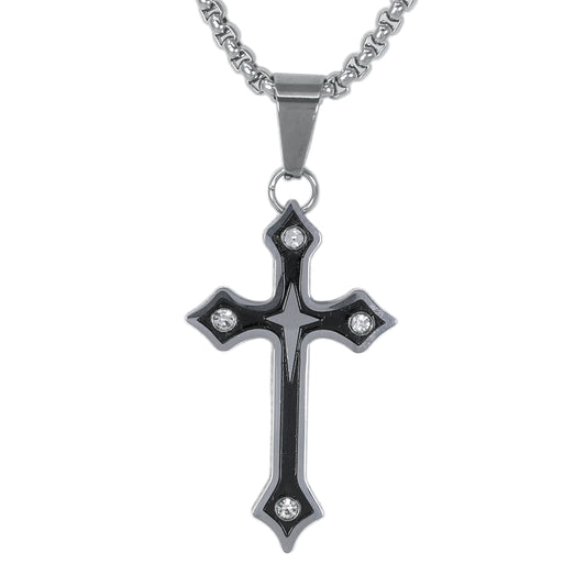Mini Cross Necklace with 2.5mm Round Box Chain 24" - SCP-023