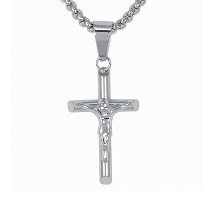 Mini Crucifix Necklace with 2.5mm Round Box Chain 24" - SCP-027