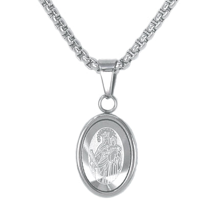 Mini Guadalupe Necklace with 2.5mm Round Box Chain 24" - SCP-031