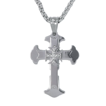 Mini Cross Necklace with 2.5mm Round Box Chain 24" - SCP-032