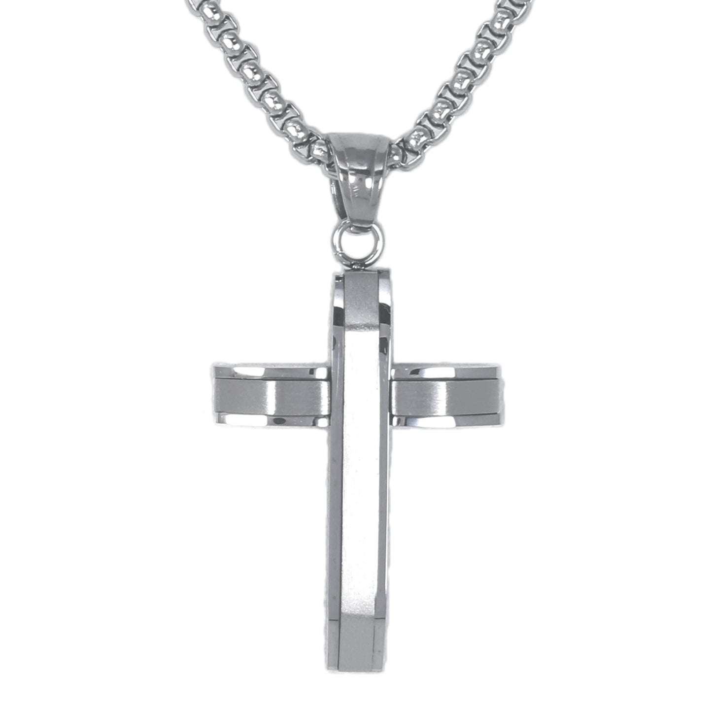 Mini Cross Necklace with 2.5mm Round Box Chain 24" - SCP-033