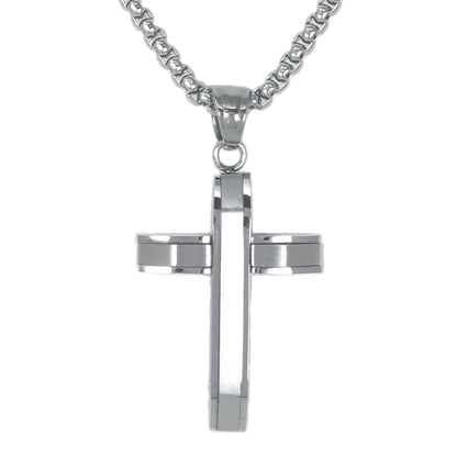 Mini Cross Necklace with 2.5mm Round Box Chain 24" - SCP-033
