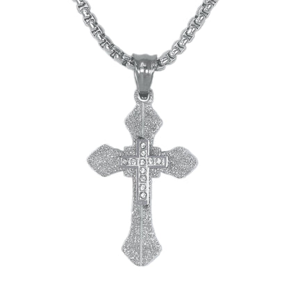 Mini Cross Necklace with 2.5mm Round Box Chain 24" - SCP-034