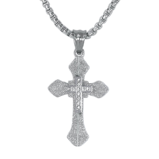Mini Cross Necklace with 2.5mm Round Box Chain 24" - SCP-034