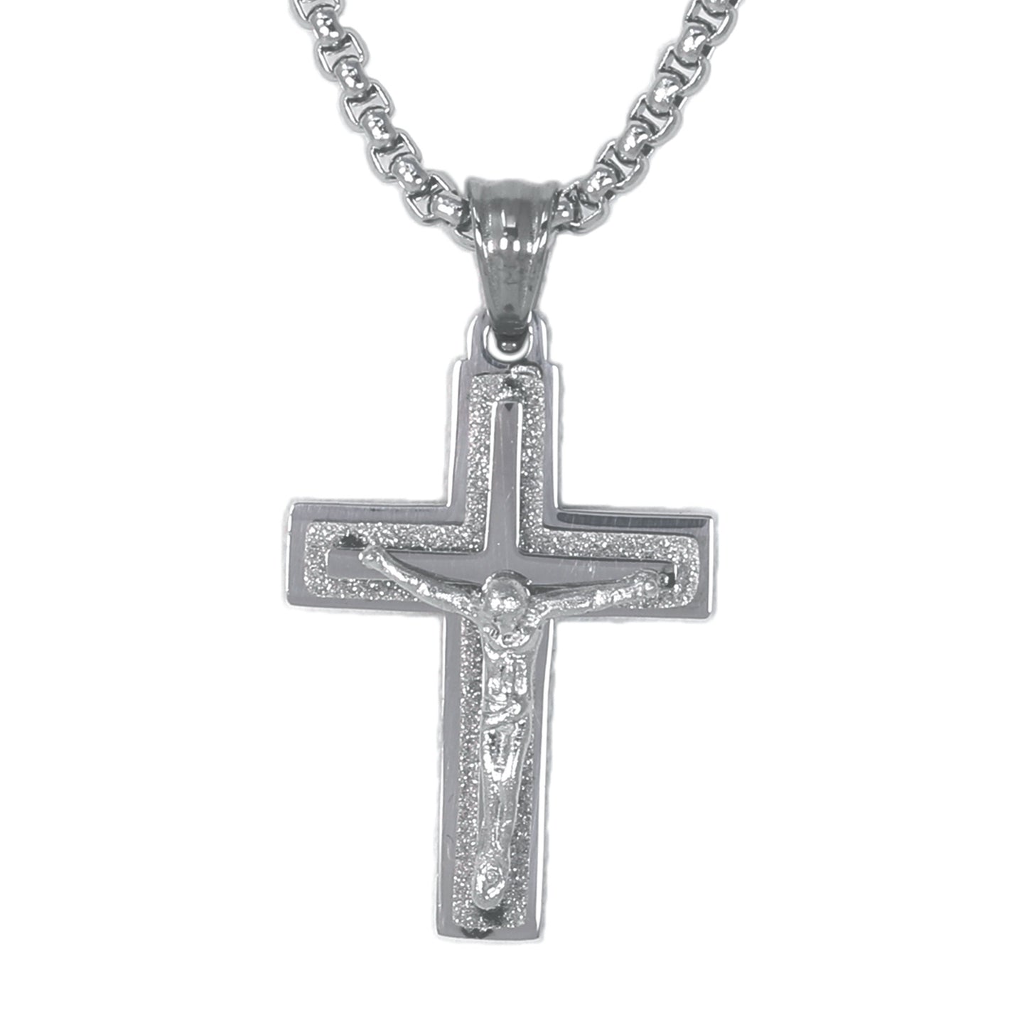 Mini Cross Necklace with 2.5mm Round Box Chain 24" - SCP-035