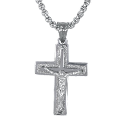 Mini Cross Necklace with 2.5mm Round Box Chain 24" - SCP-035