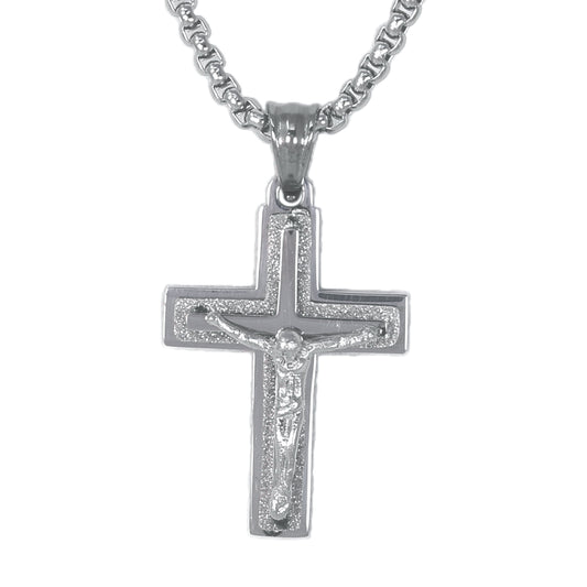 Mini Cross Necklace with 2.5mm Round Box Chain 24" - SCP-035