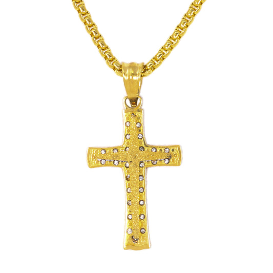 Mini Cross Necklace with 2.5mm Round Box Chain 24" - SCP-036
