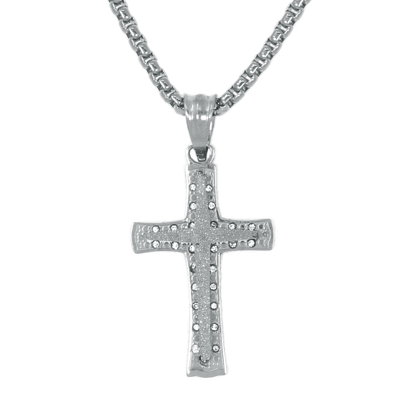 Mini Cross Necklace with 2.5mm Round Box Chain 24" - SCP-036