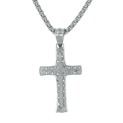 Mini Cross Necklace with 2.5mm Round Box Chain 24" - SCP-036