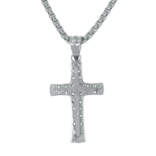 Mini Cross Necklace with 2.5mm Round Box Chain 24" - SCP-036