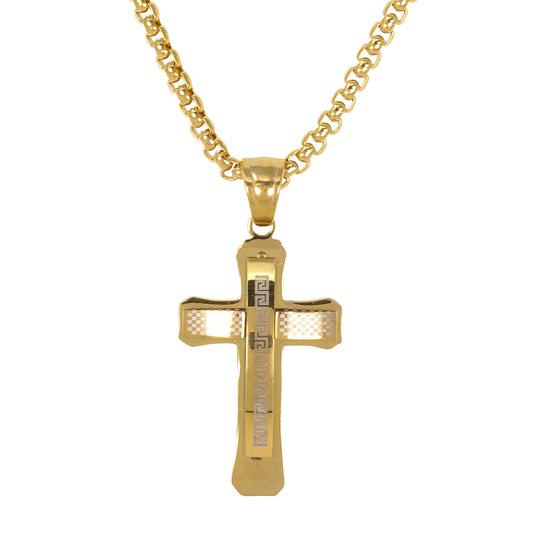 Mini Cross Necklace with 2.5mm Round Box Chain 24" - SCP-037