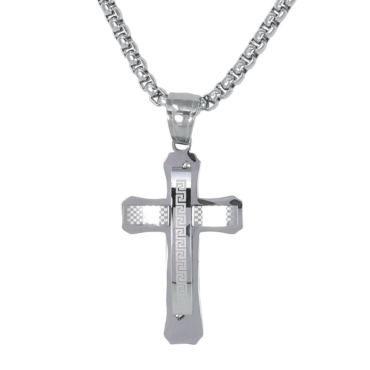 Mini Cross Necklace with 2.5mm Round Box Chain 24" - SCP-037