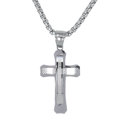 Mini Cross Necklace with 2.5mm Round Box Chain 24" - SCP-037