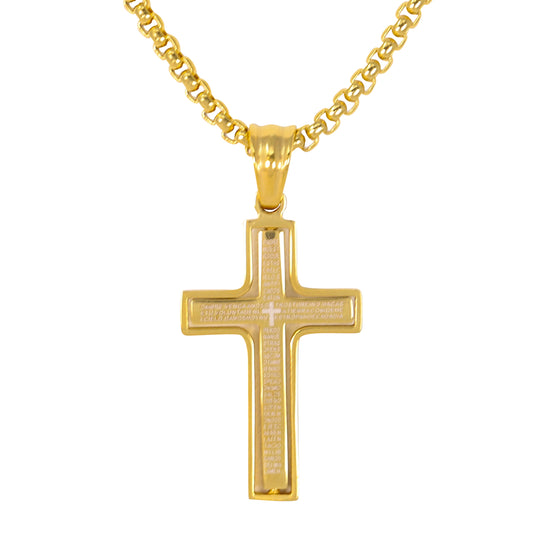 Mini Cross Necklace with 2.5mm Round Box Chain 24" - SCP-039