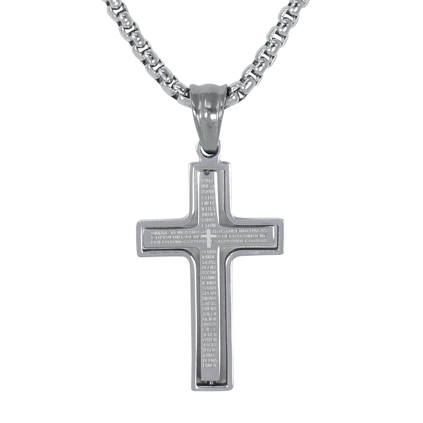 Mini Cross Necklace with 2.5mm Round Box Chain 24" - SCP-039