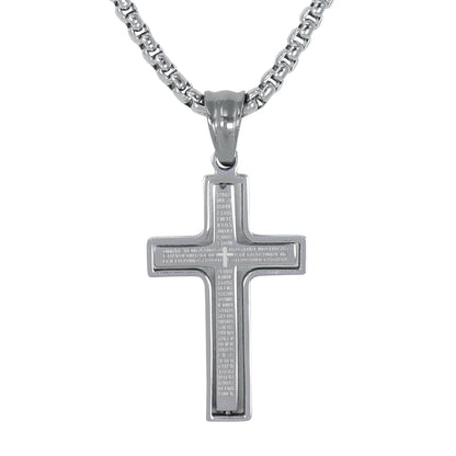 Mini Cross Necklace with 2.5mm Round Box Chain 24" - SCP-039