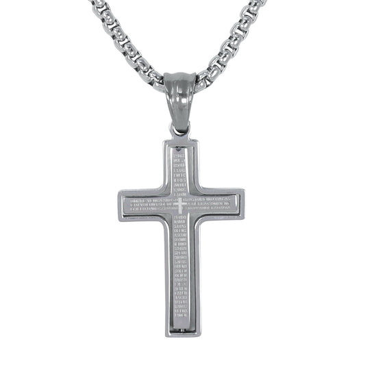 Mini Cross Necklace with 2.5mm Round Box Chain 24" - SCP-039
