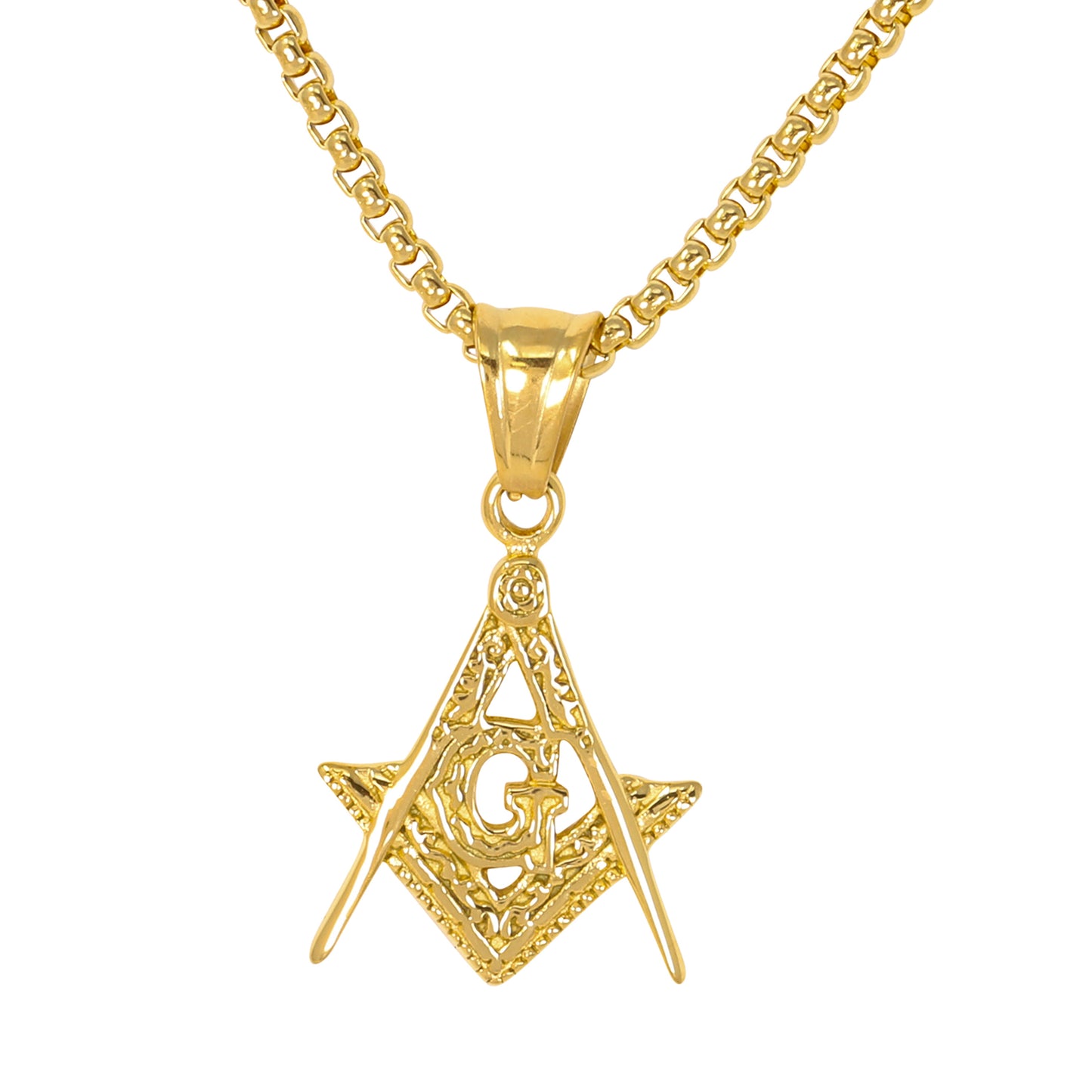 Mini Free Mason Necklace with 2.5mm Round Box Chain 24" - SCP-040