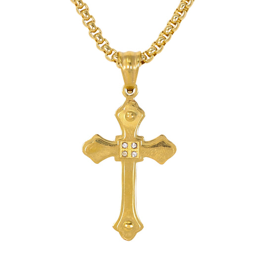 Mini Cross Necklace with 2.5mm Round Box Chain 24" - SCP-044