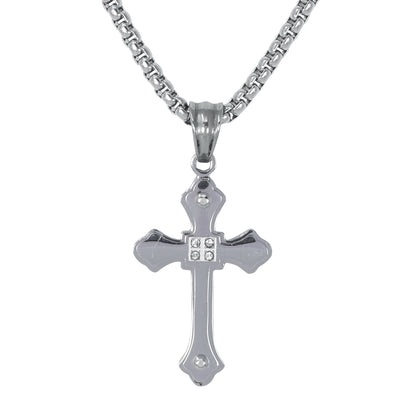 Mini Cross Necklace with 2.5mm Round Box Chain 24" - SCP-044