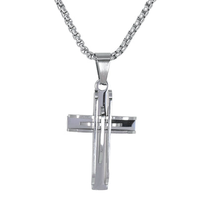 Mini Cross Necklace with 2.5mm Round Box Chain 24" - SCP-045