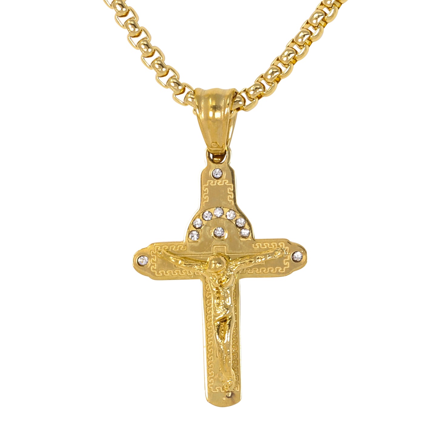 Mini Crucifix Necklace with 2.5mm Round Box Chain 24" - SCP-046**