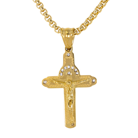 Mini Crucifix Necklace with 2.5mm Round Box Chain 24" - SCP-046**