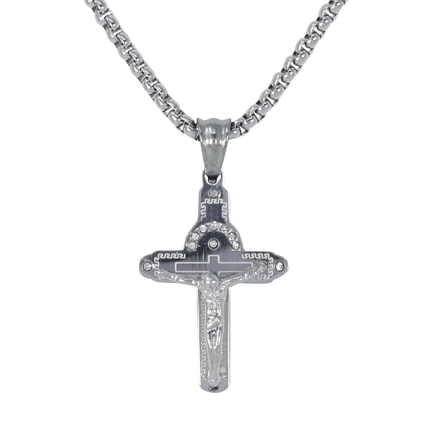 Mini Crucifix Necklace with 2.5mm Round Box Chain 24" - SCP-046**