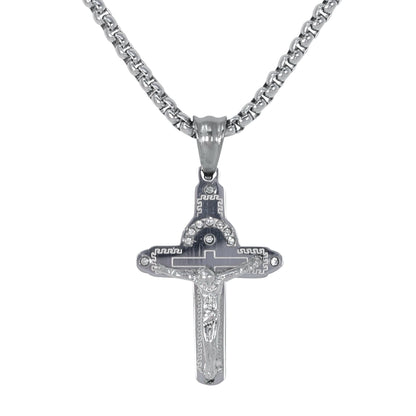 Mini Crucifix Necklace with 2.5mm Round Box Chain 24" - SCP-046**