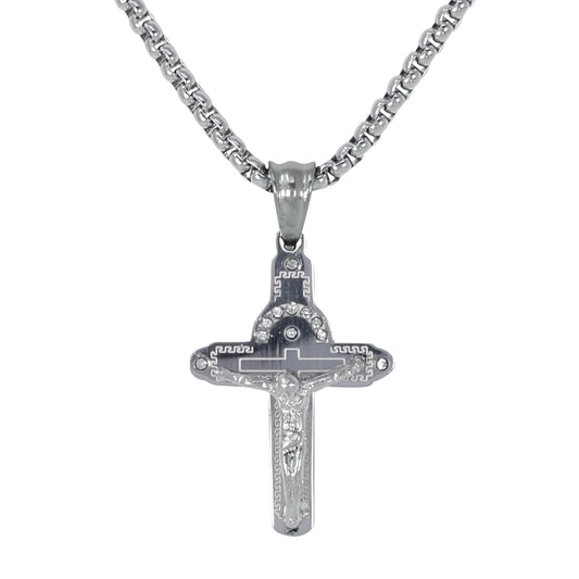 Mini Crucifix Necklace with 2.5mm Round Box Chain 24" - SCP-046**