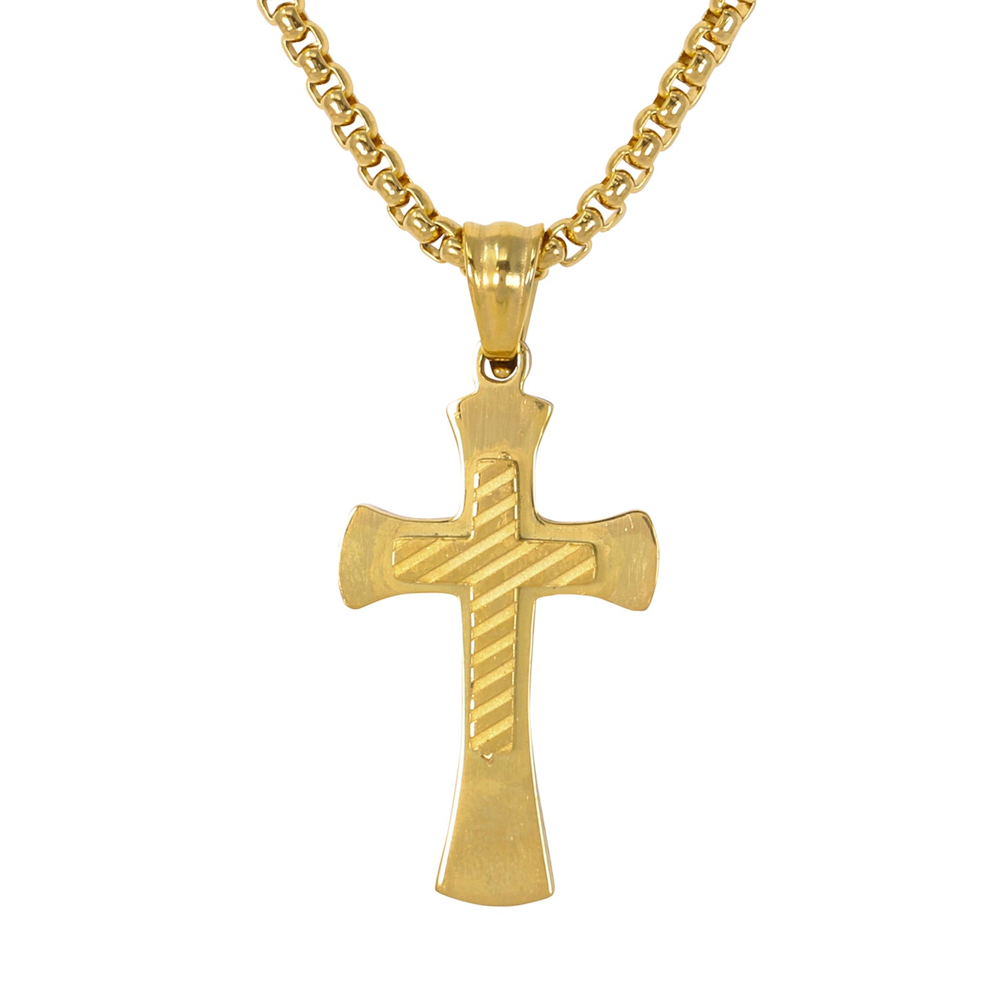 Mini Solid Cross Necklace with 2.5mm Round Box Chain 24" - SCP-047**