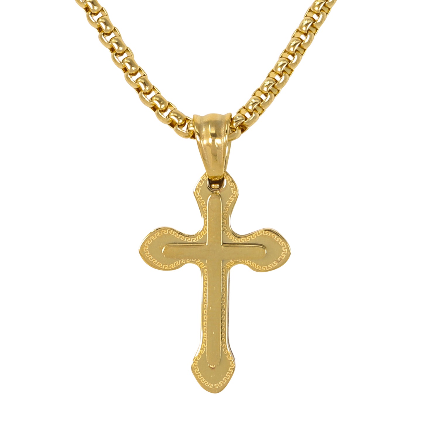 Mini Cross Necklace with 2.5mm Round Box Chain 24" - SCP-048