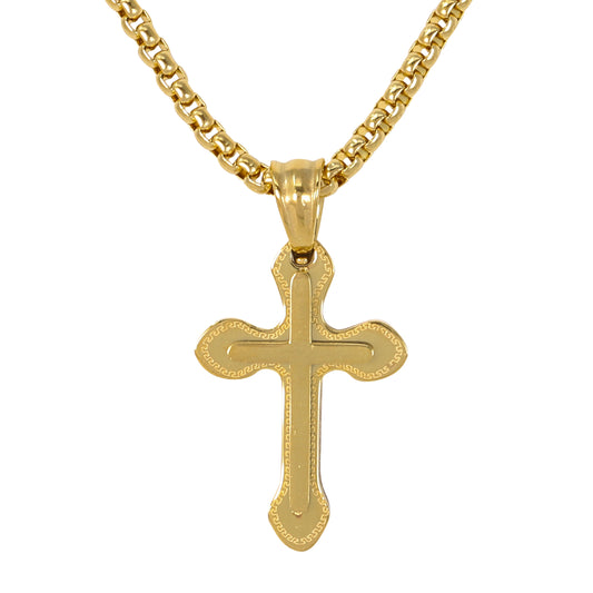 Mini Cross Necklace with 2.5mm Round Box Chain 24" - SCP-048