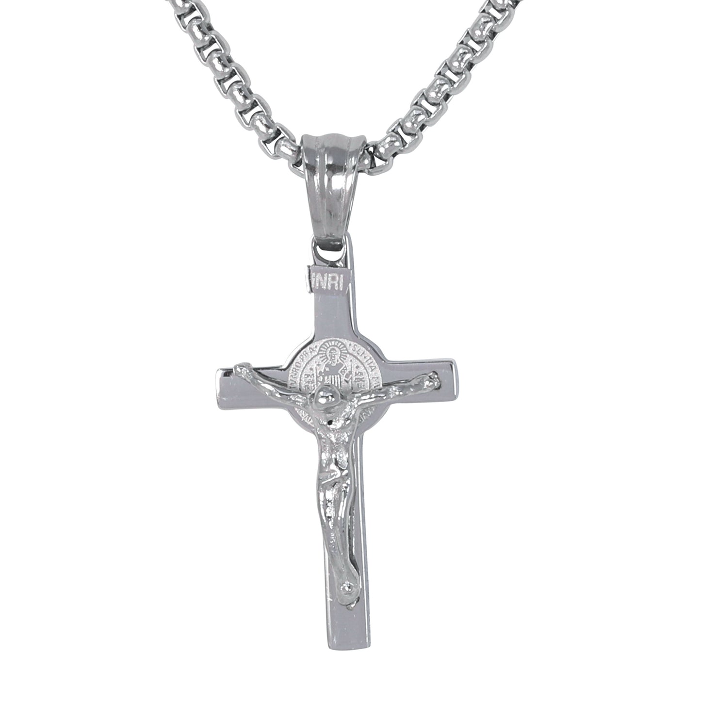 Mini Crucifix Necklace with 2.5mm Round Box Chain 24" - SCP-049