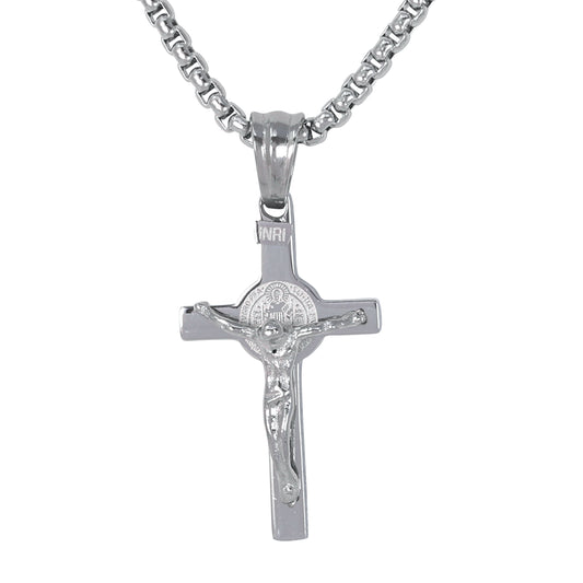 Mini Crucifix Necklace with 2.5mm Round Box Chain 24" - SCP-049