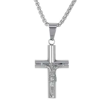 Mini Crucifix Necklace with 2.5mm Round Box Chain 24" - SCP-051**