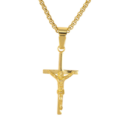 Mini Cross Necklace with 2.5mm Round Box Chain 24" - SCP-052