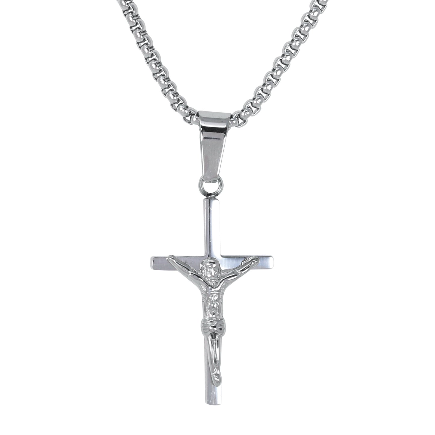 Mini Cross Necklace with 2.5mm Round Box Chain 24" - SCP-052