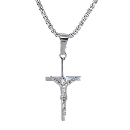 Mini Cross Necklace with 2.5mm Round Box Chain 24" - SCP-052