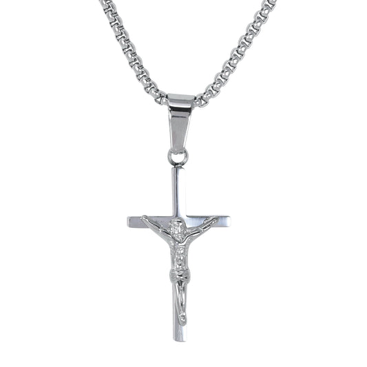 Mini Cross Necklace with 2.5mm Round Box Chain 24" - SCP-052