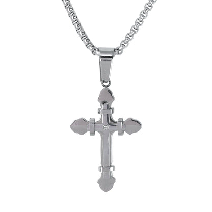 Mini Solid Cross Necklace with 2.5mm Round Box Chain 24" - SCP-053**