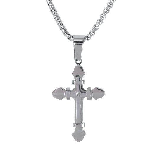 Mini Solid Cross Necklace with 2.5mm Round Box Chain 24" - SCP-053**