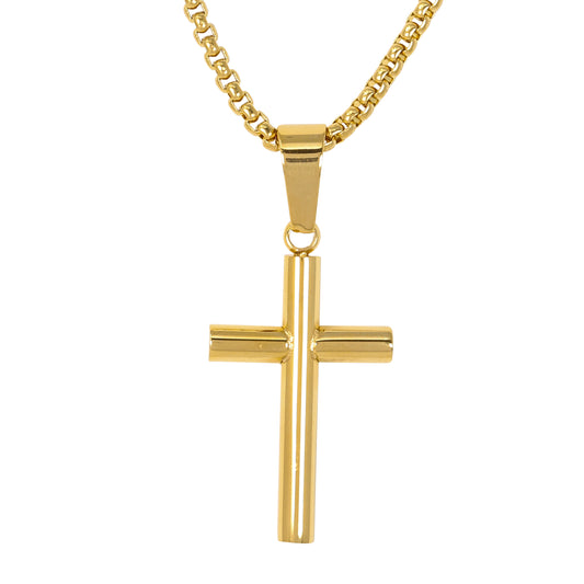 Mini Cross Necklace with 2.5mm Round Box Chain 24" - SCP-055