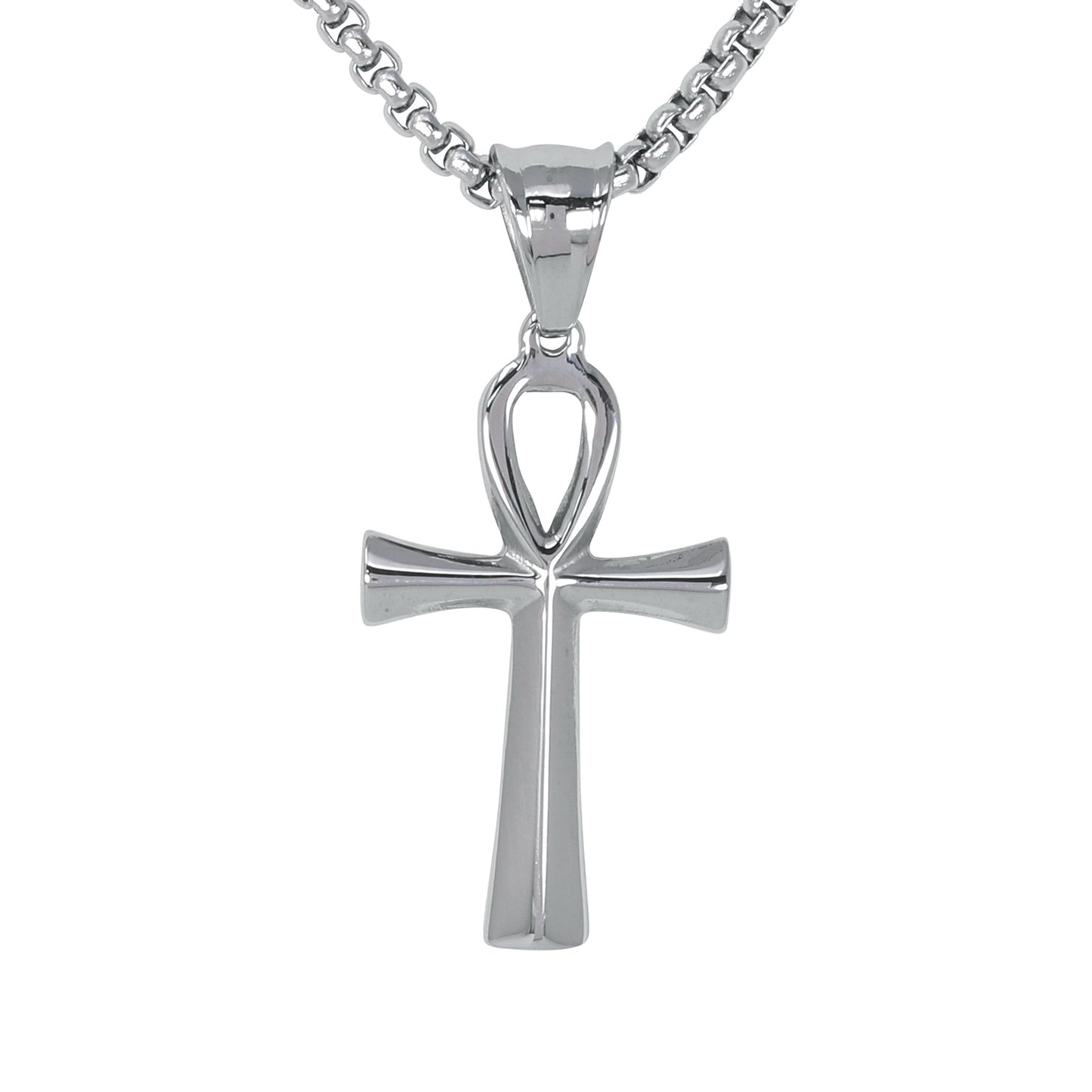 Mini Cross Necklace with 2.5mm Round Box Chain 24" - SCP-056