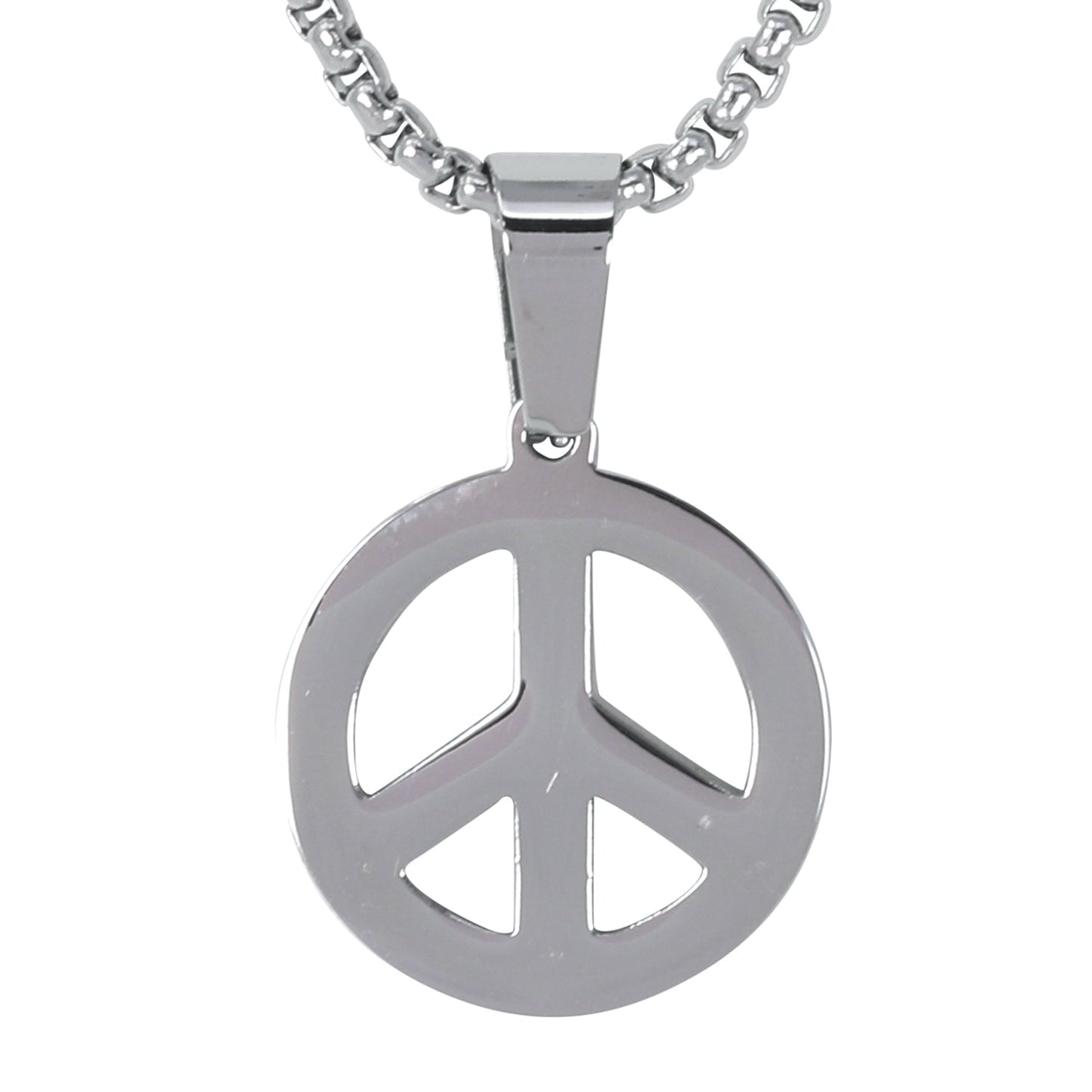 Mini Peace Sign Necklace with 2.5mm Round Box Chain 24" - SCP-057**