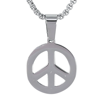 Mini Peace Sign Necklace with 2.5mm Round Box Chain 24" - SCP-057**